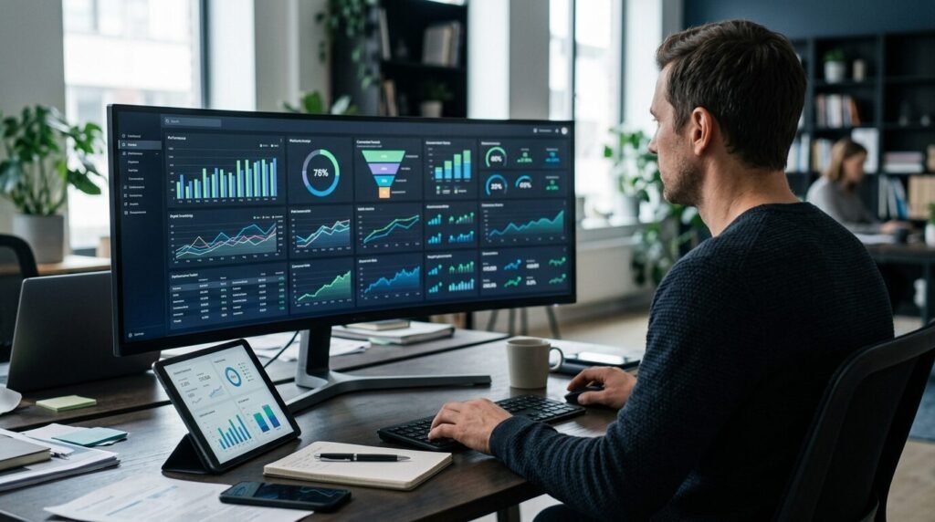 **Image prompt – Affiliate marketing KPIs and performance analytics**