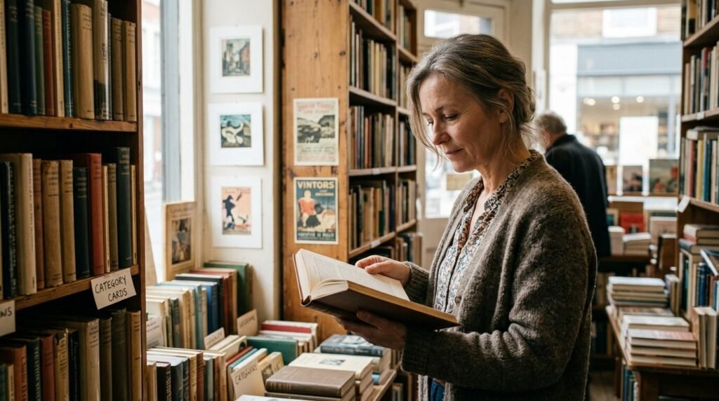 Woman browsing books in an independent bookshop